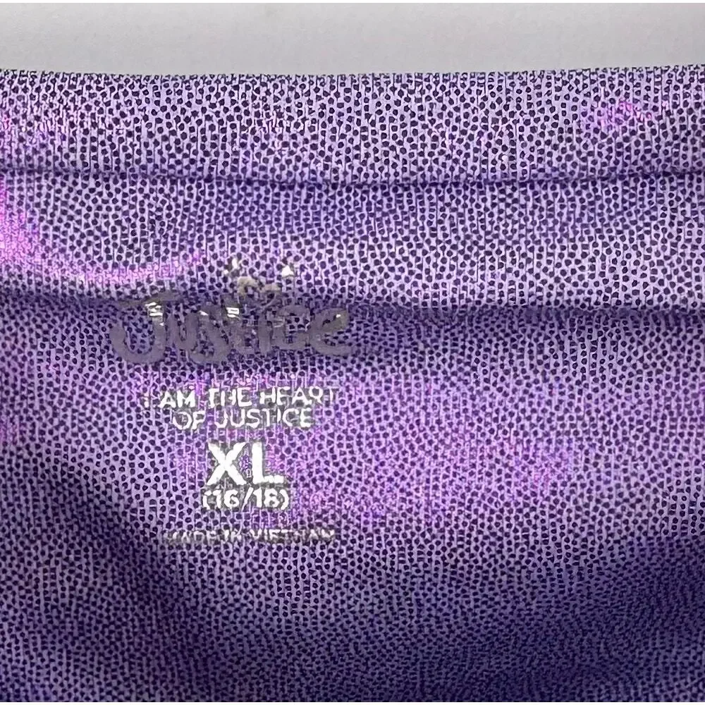 Justice Girls Biker Shorts Size XL (16) Purple Green Iridescent Stretch